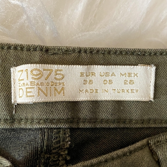 Zara Khaki Denim Jeans Women's Size 6 - Flared Bootcut - Piping Detail on Front - Picture 7 of 12